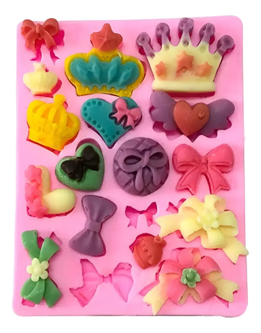 Molde De Silicona Coronas Corazon Vario Decoracion De Tortas R-028