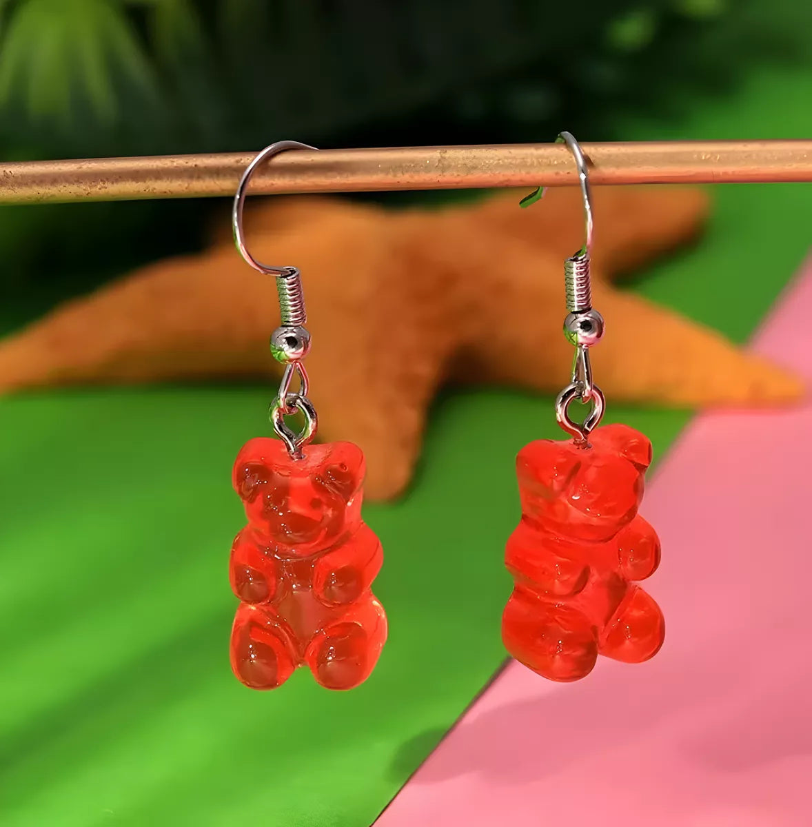 Set X2 Caravanas Con Forma Ositos Gomitas Estilo Veraniego