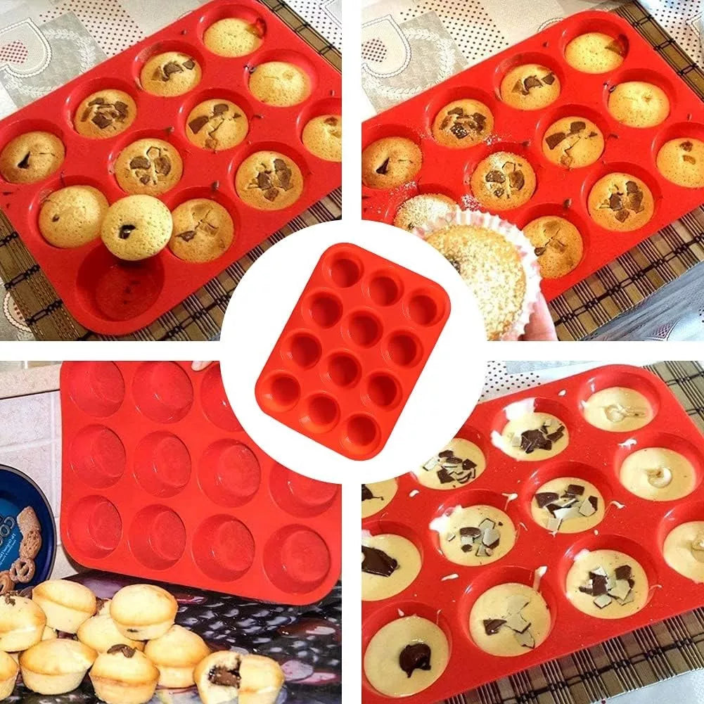 Molde Silicona Para Muffins 12 Huecos