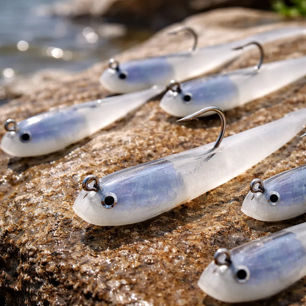 10 Señuelos Pesca Mojarra Con Anzuelo De Silicona Realista