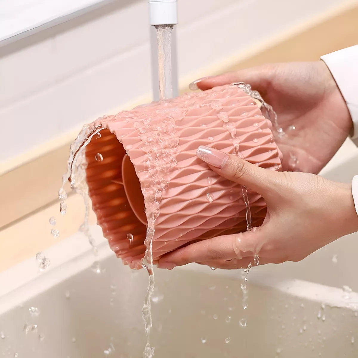 Organizador De Maquillaje O Pinceles Giratorio 360° Moderno ROSADO