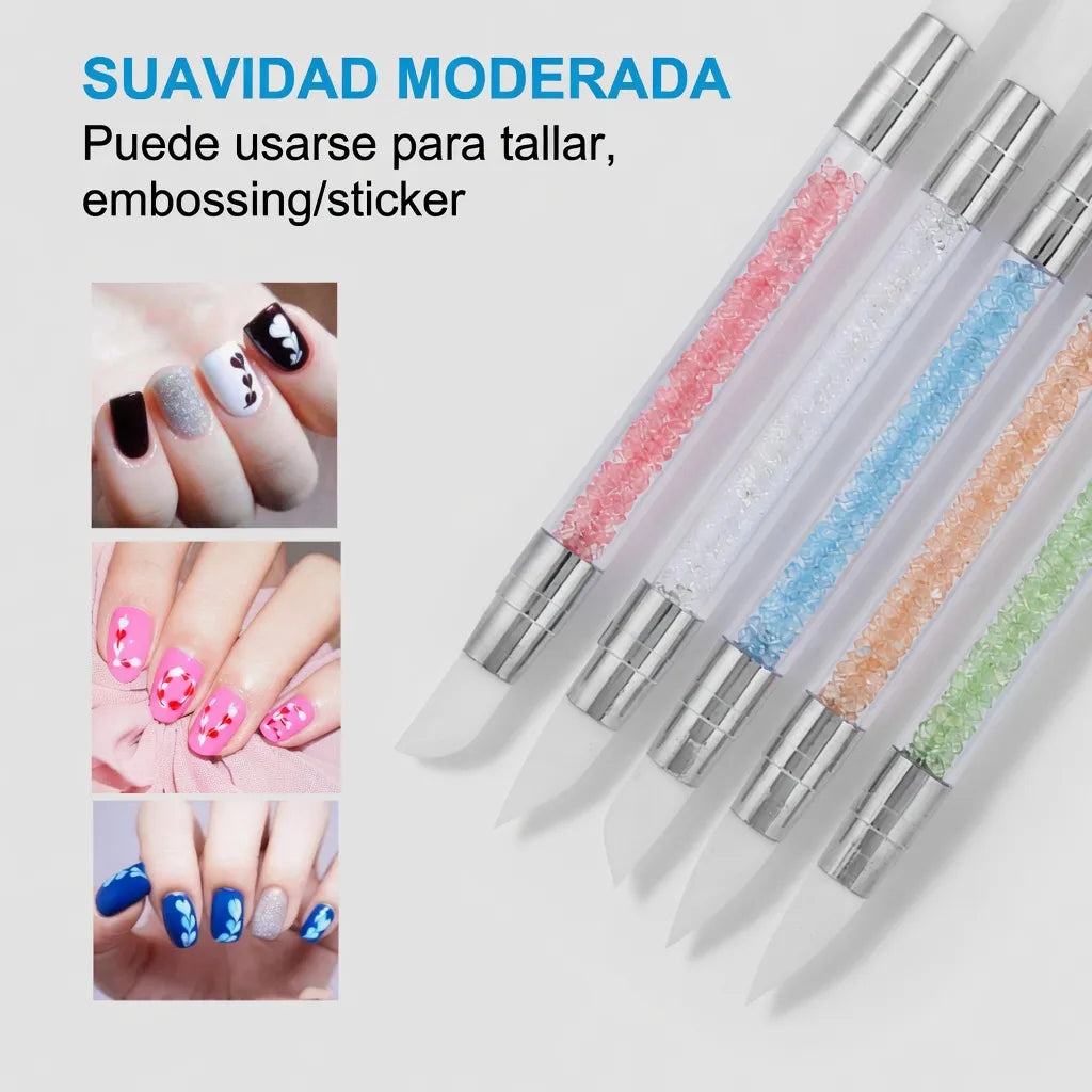 Pincel De Silicona Para Uñas X5 Doble Punta Decoración Nail fede adel 05