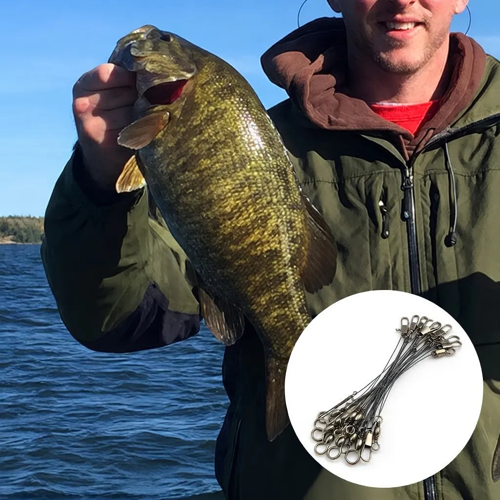 10 Líder De Acero Pesca Resistente 30cm Señuelo Pesca De Rio