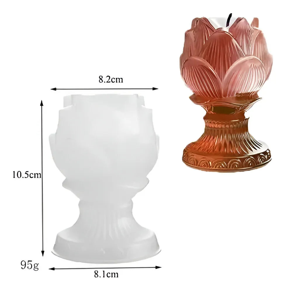 Molde De Silicona Flor De Lotto Con Pie Macetas O Candelabro resina epoxi