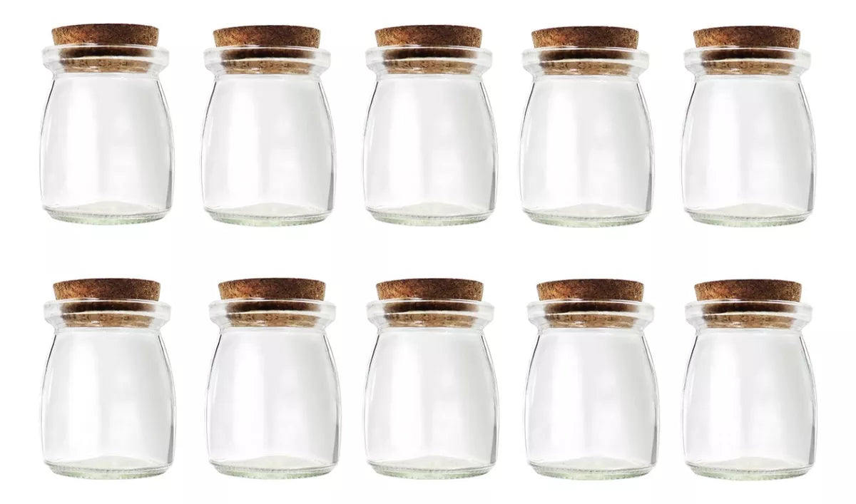 Frascos de vidrio con tapa de corcho de 100ml pack x10 Unidades