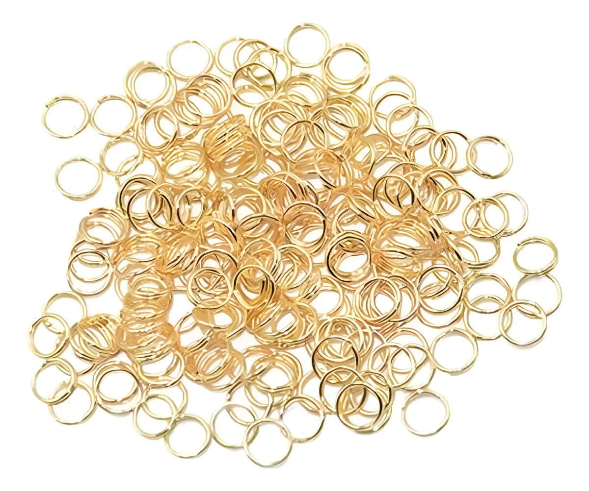 100 Aros Metal Argolla 10mm Para Llaveros Dorados