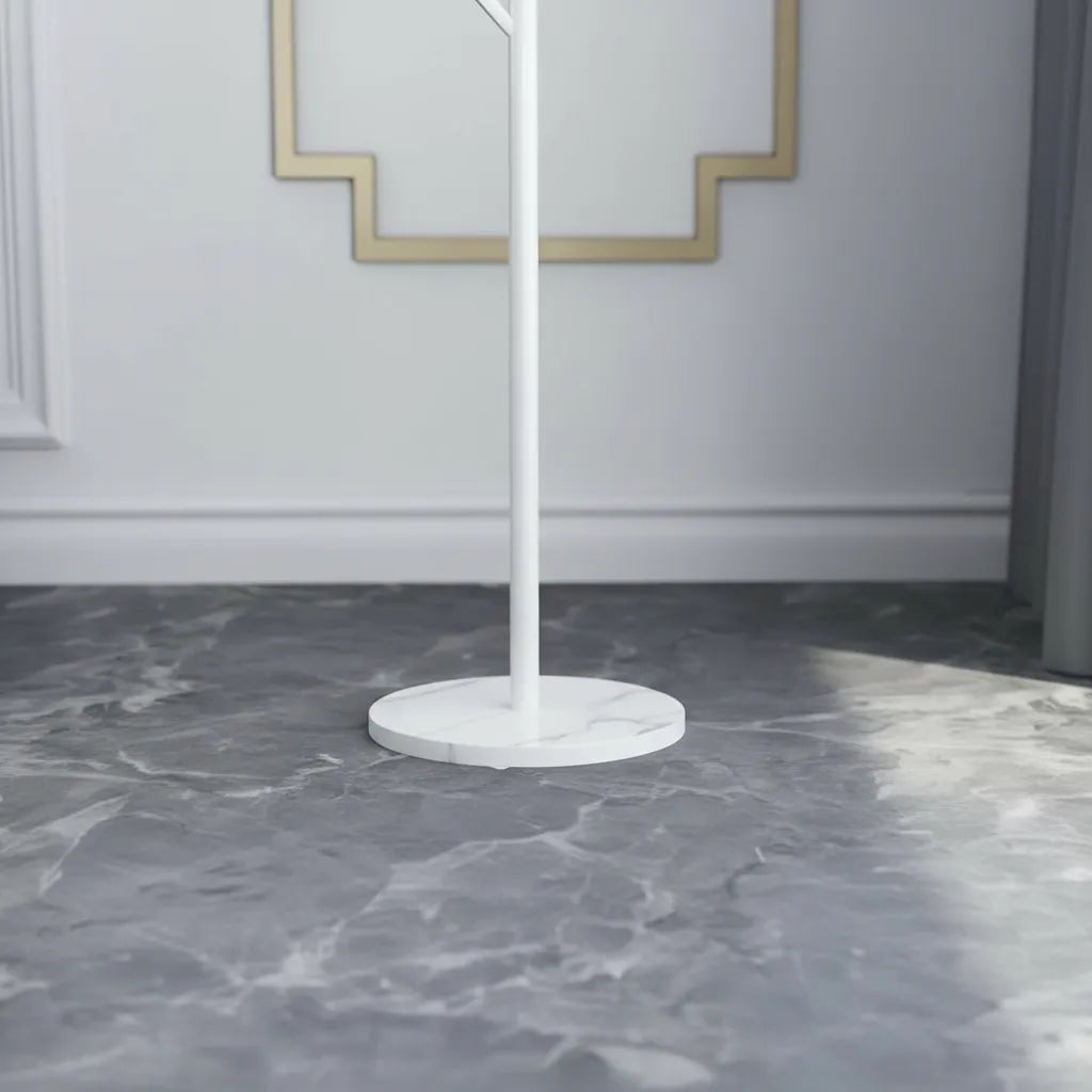 Perchero Moderno Nordico Estructura Piedra Marmol Y Metal Blanco
