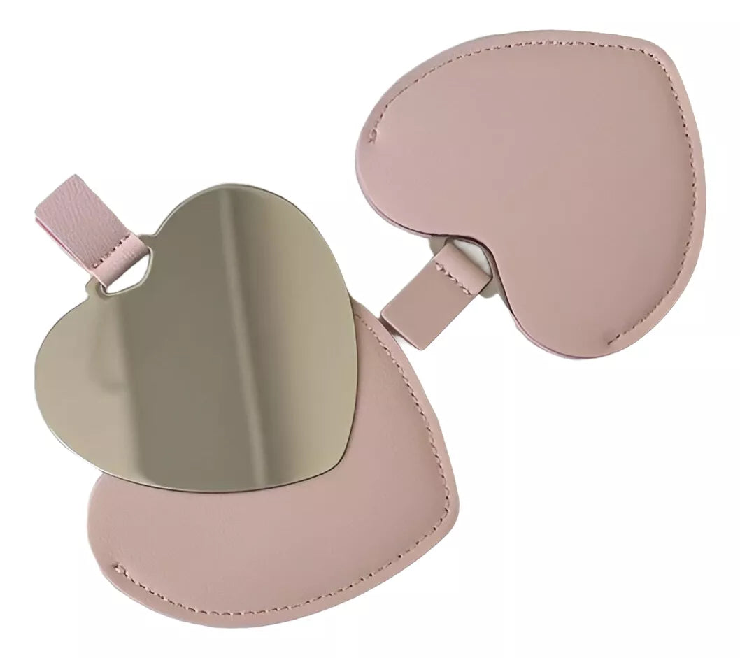 Espejo De Cartera Forma De Corazon Maquillaje Con Estuche