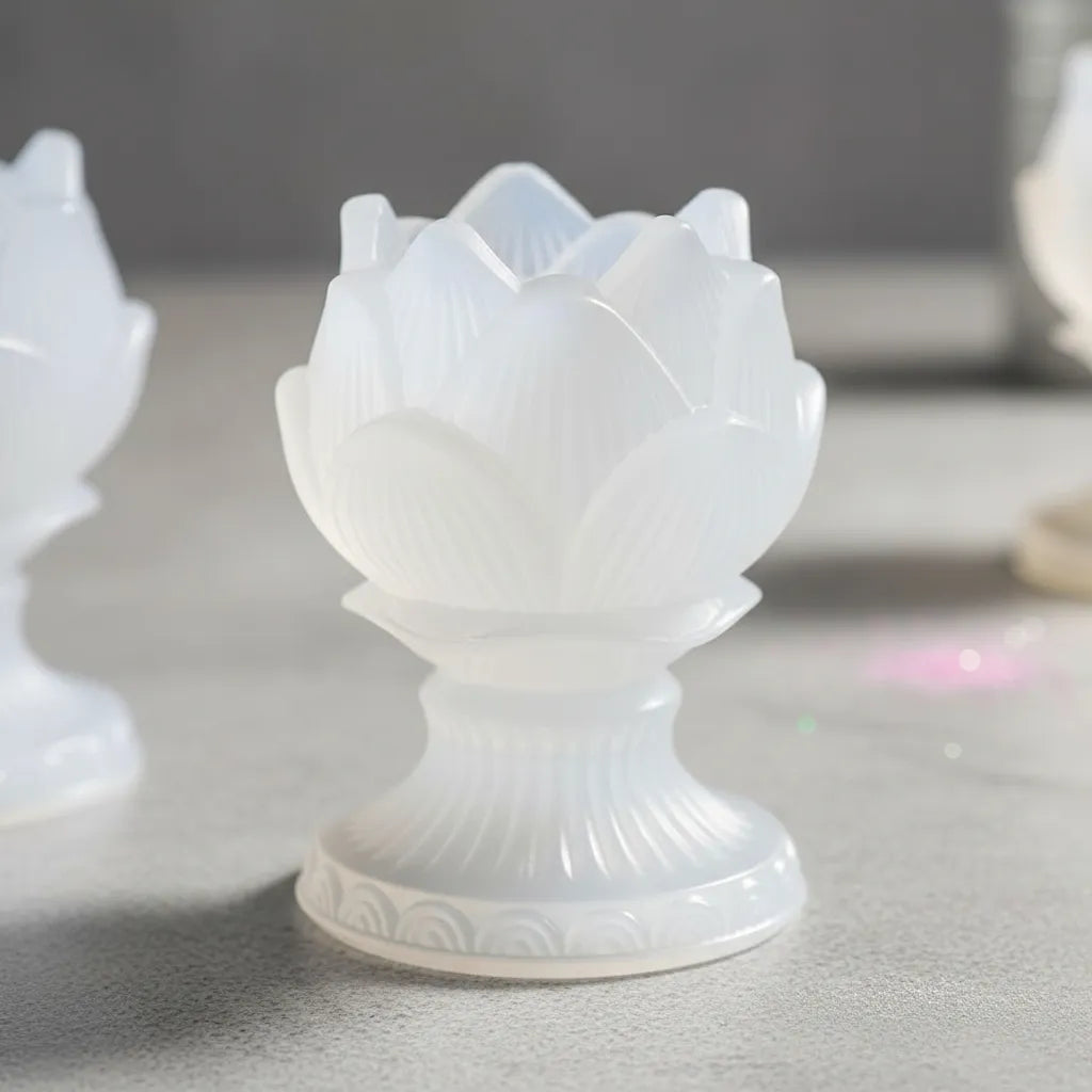 Molde De Silicona Flor De Lotto Con Pie Macetas O Candelabro resina epoxi