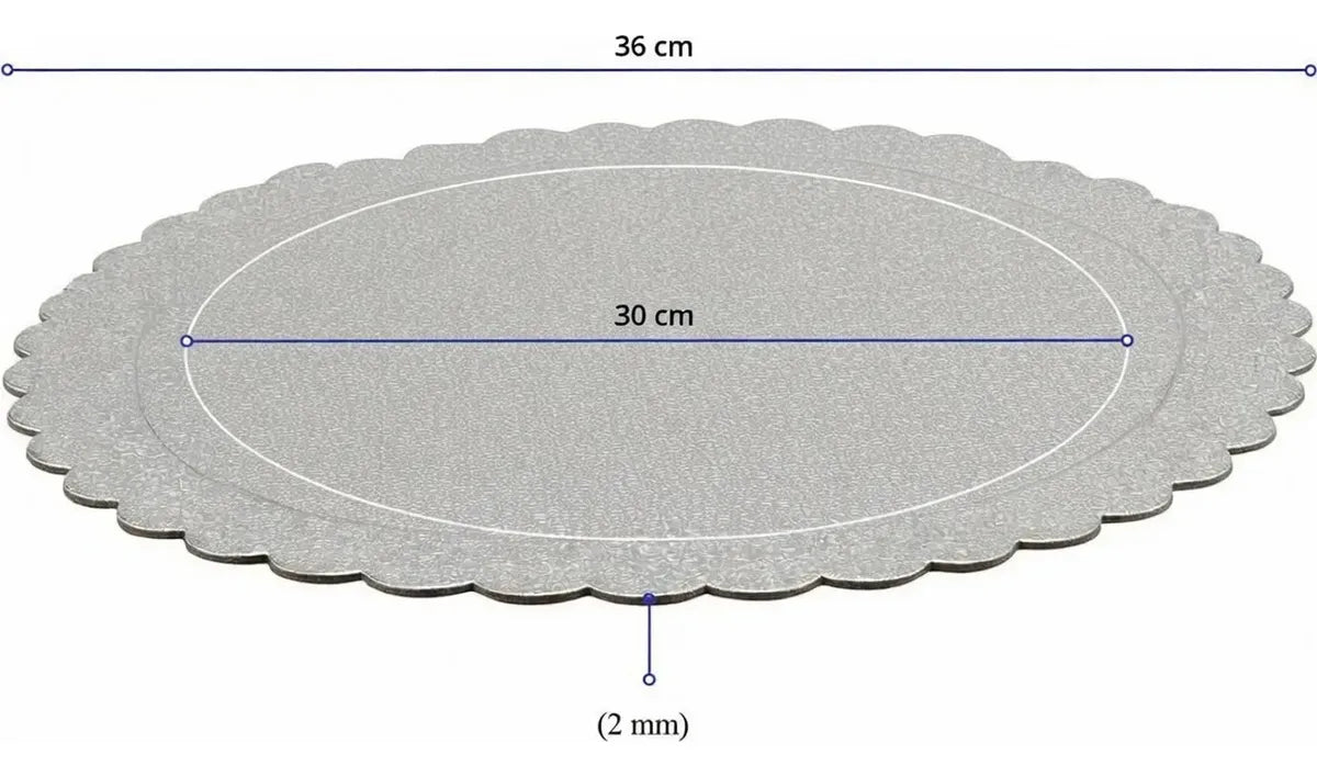 Disco Base Bandeja Para Tortas Dulce Decoración Grueso 30cm Plateado
