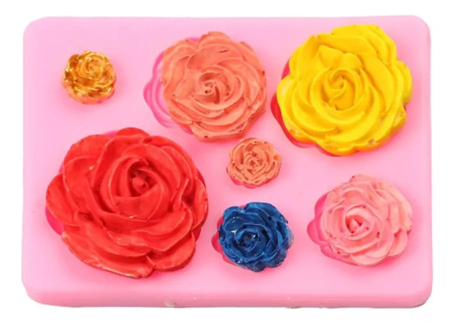 Molde Silicona Para Rosas Fondant Chocolate Porcelana R-003