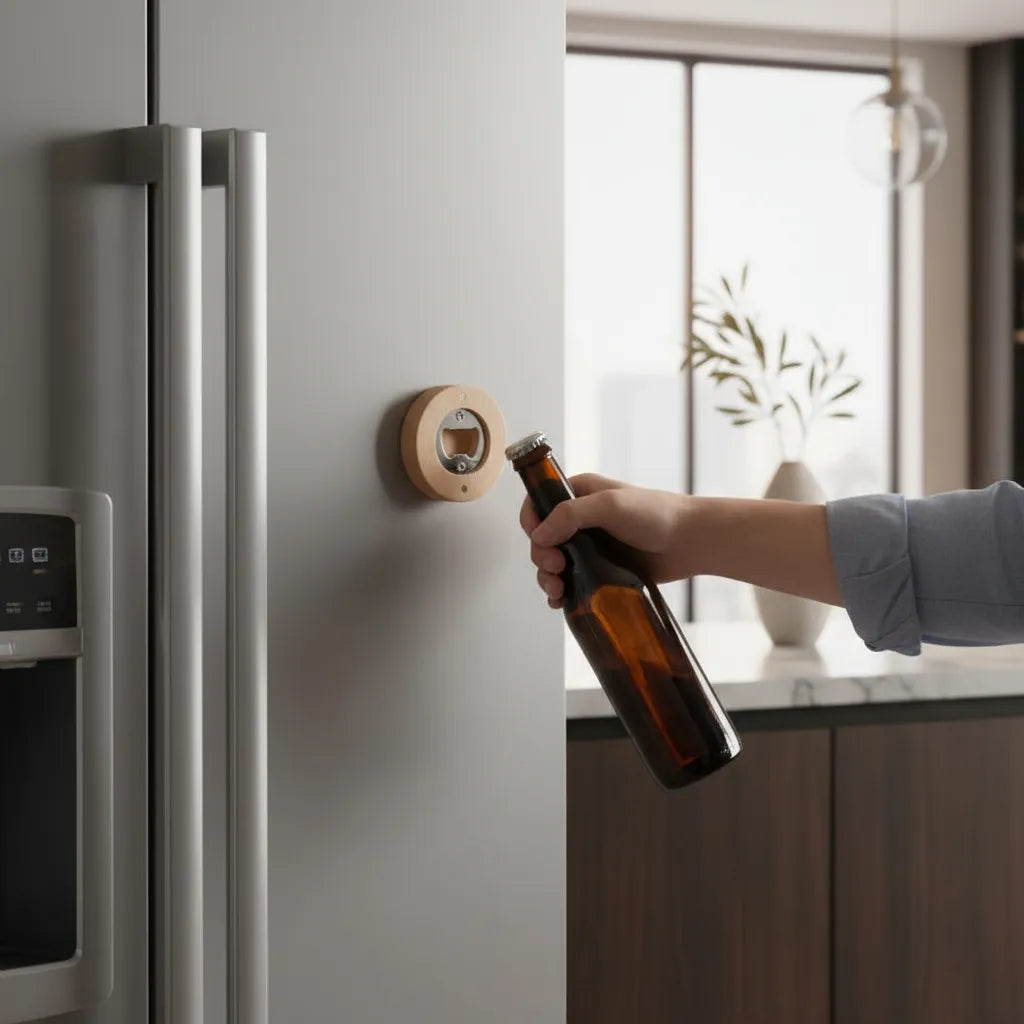 Destapador Abridor De Botella De Bambu Imantado X10un