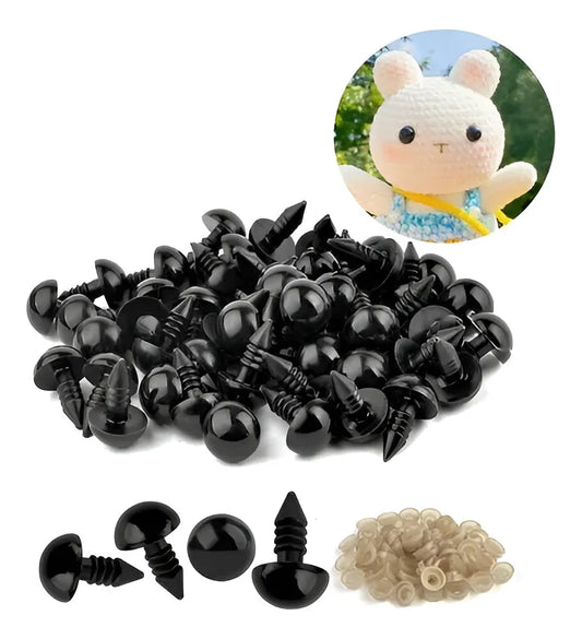 Ojos Para Muñecos Amigurumi 12 Mm Negro Crochet X100un