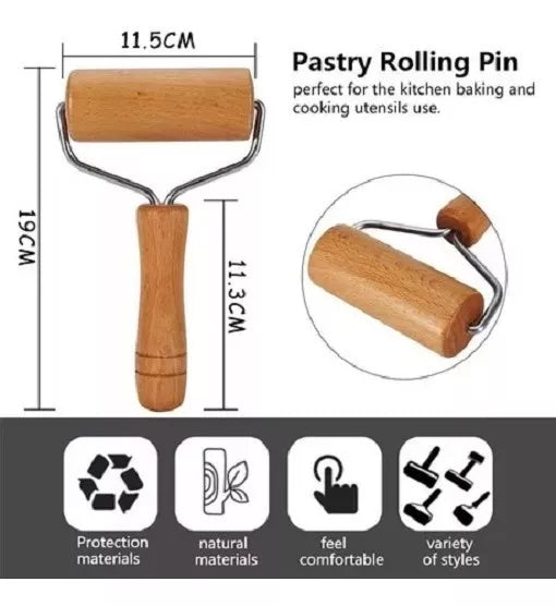 Rodillo Para Amasar Madera Pasteleria Utensilio Cocina