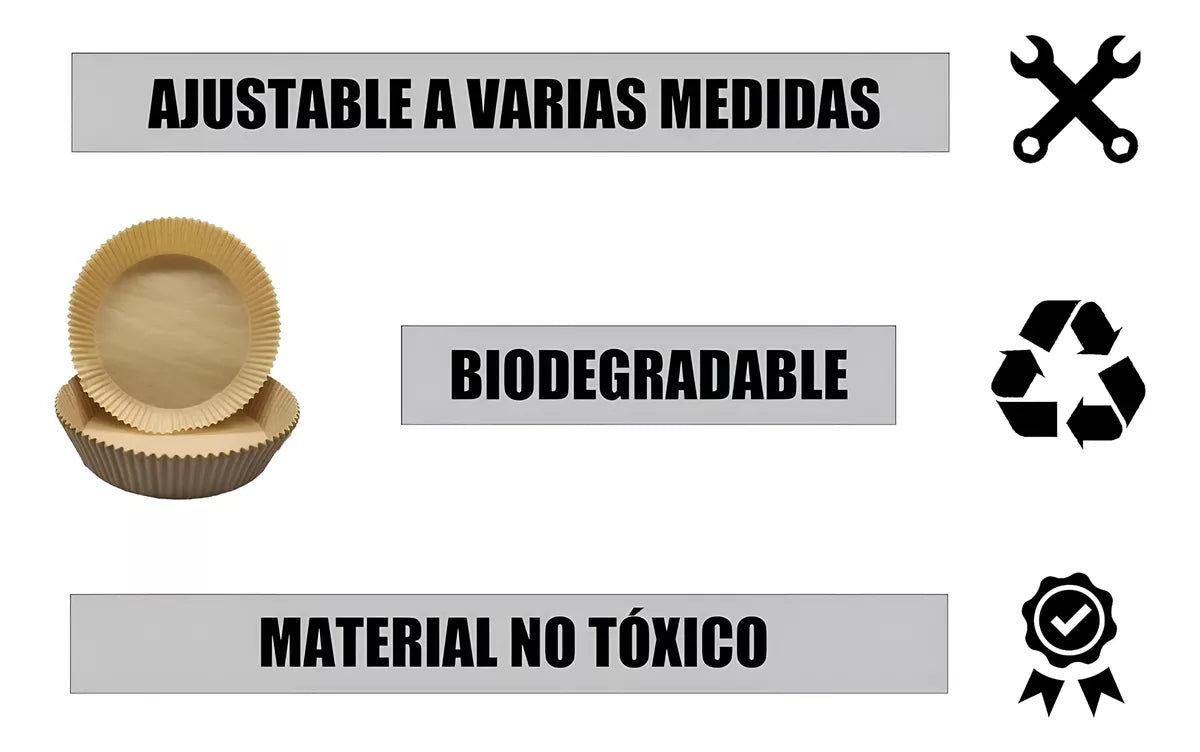 Bandejas De Papel Para Freidora Sin Aceite Ajustable 100un