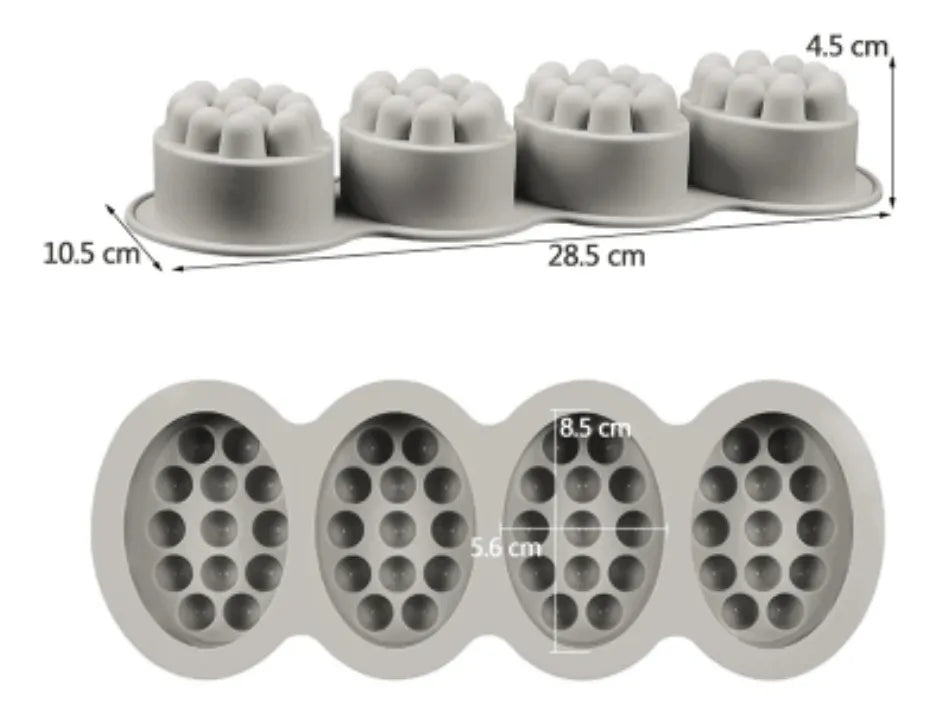 Molde De Silicona Para Jabones Masajeador Ovalado 4 Cavidad N/s