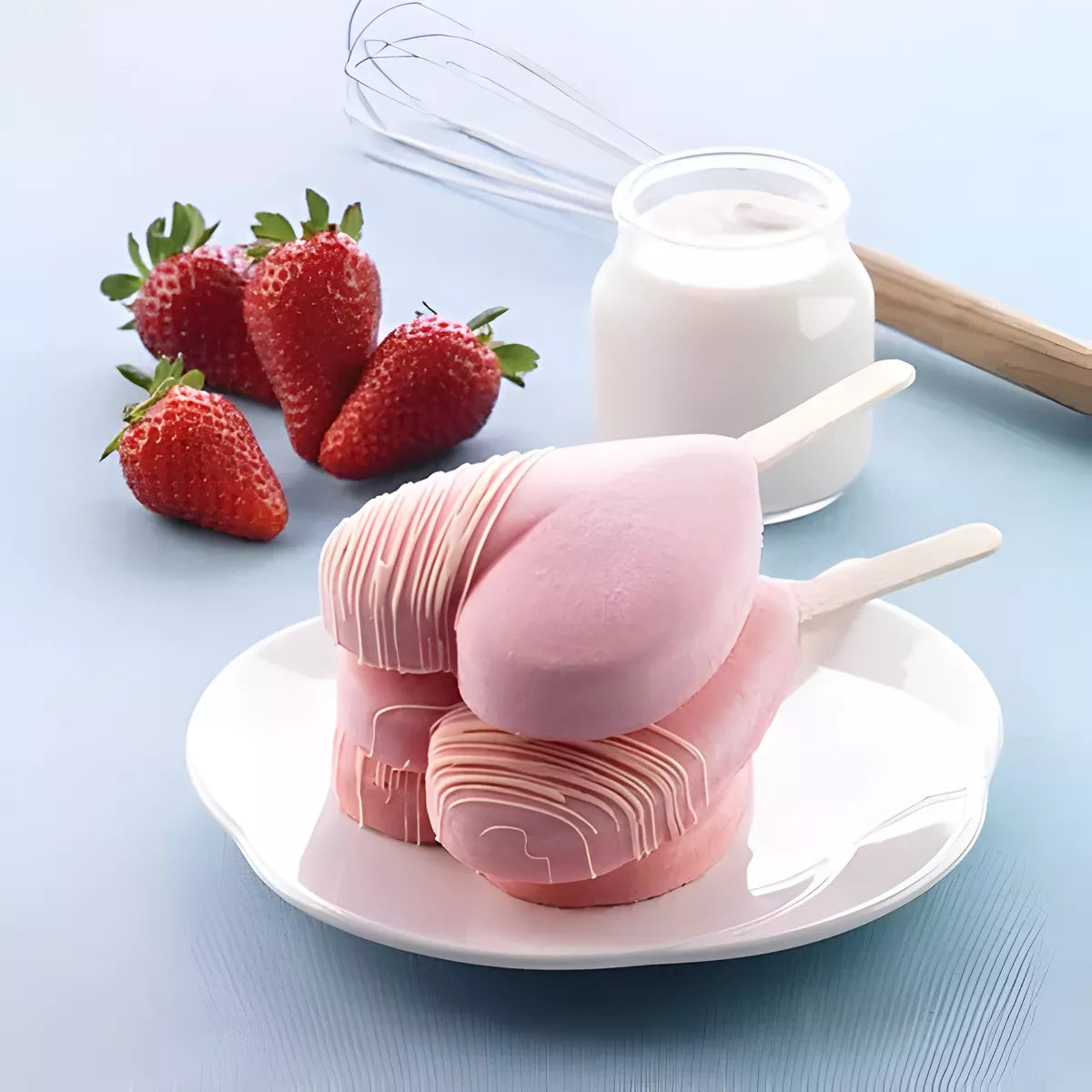 Molde de silicona para hacer helados Forma de corazon + 50 palitos de regalo