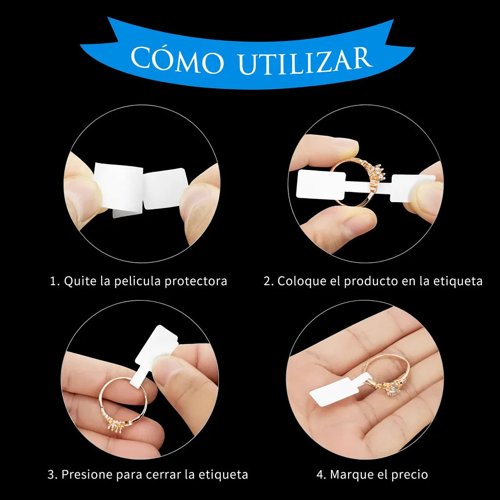 Etiquetas Adhesivas 100u Caravanas Cadenas Anillos Bijouteri Blanco