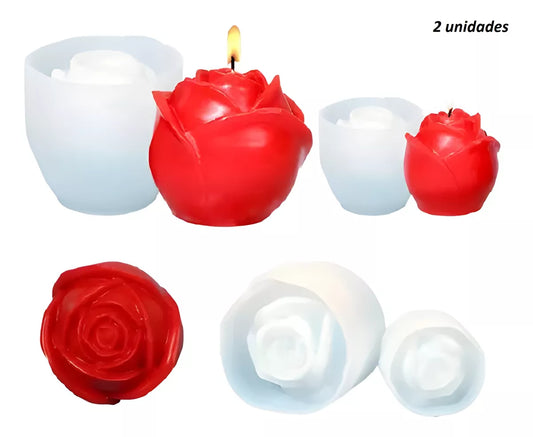 Set de molde de silicona para hacer velas forma rosa Pack x2 unidades