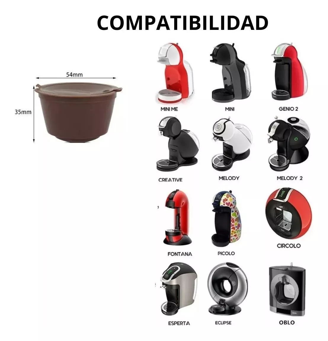 Capsulas Reutilizables Maquinas Dolce Gusto Café X3 unidades + cuchara y cepillo