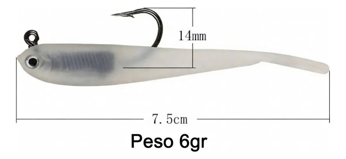 10 Señuelos Pesca Mojarra Con Anzuelo De Silicona Realista