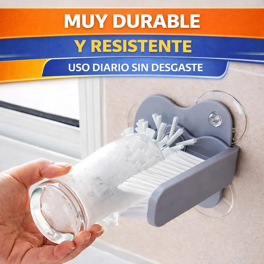 Cepillo Limpia Vasos Botellas Con Ventosas Facil Instalacion