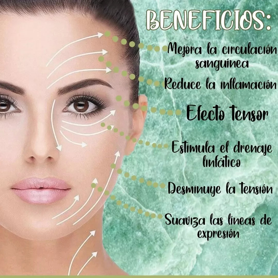 Masajeador Facial Rodillo Piedra de Jade Relajante