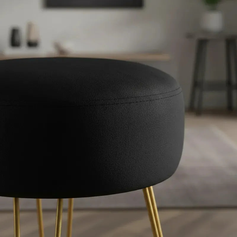 Banqueta Apoya Pies De Terciopelo Calidad Premium Negro