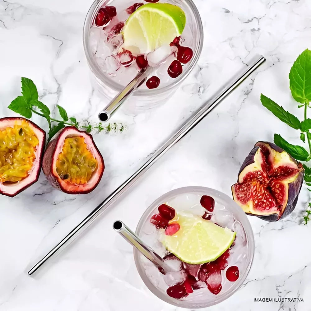 Pajita Sorbito Metalico Reutilizable De 27 Cm X3