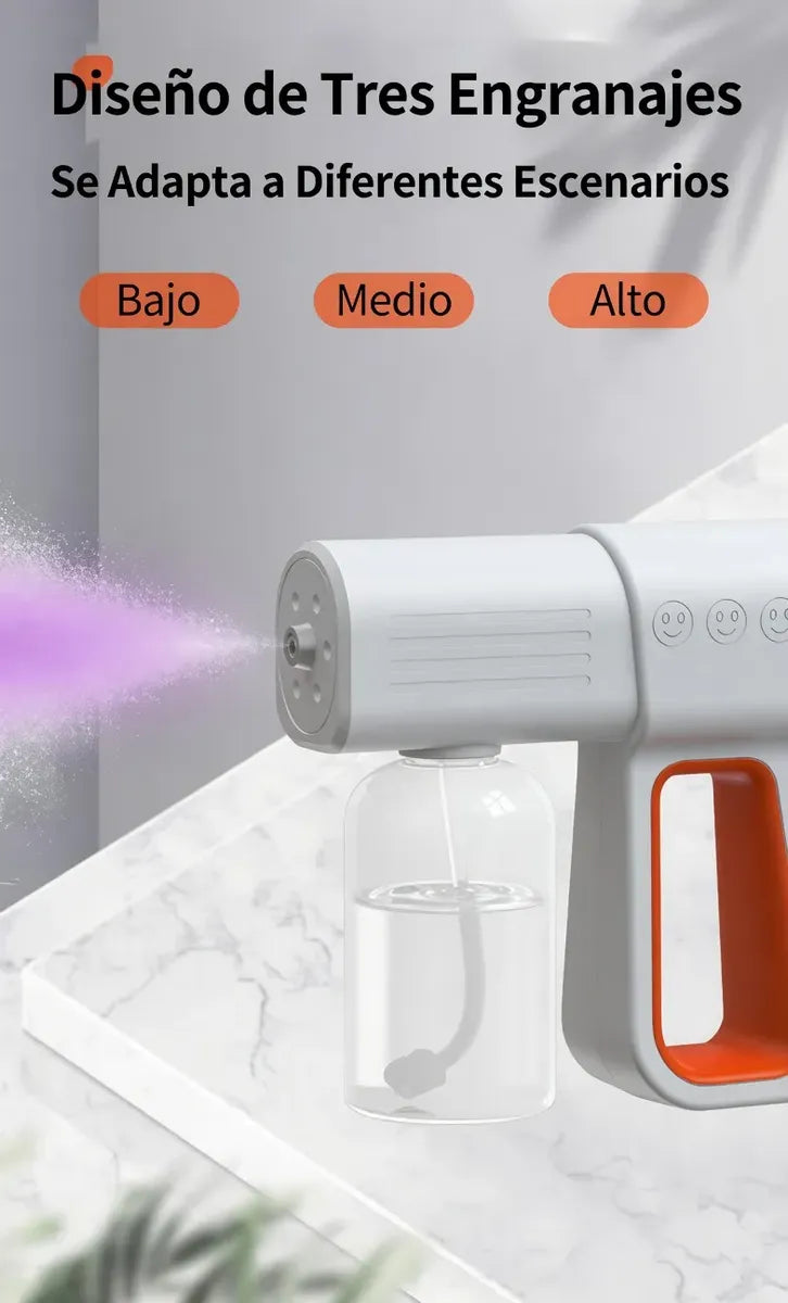 Pistola Inalambrica Desinfectante Spray Recargable Con Luz