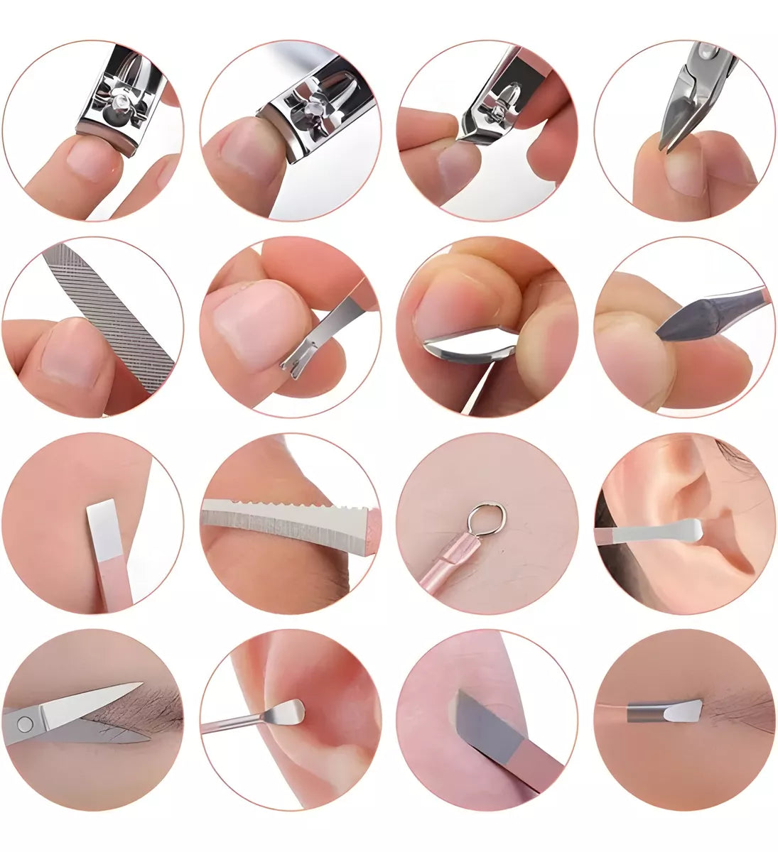 Set Profesional Manicura Pedicura Cortaúñas Acero Inoxidable