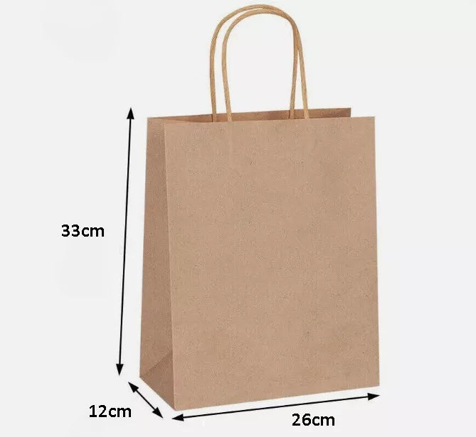 Bolsas De Papel Kraft Con Asas 33x12x26 25un Ideal Envios