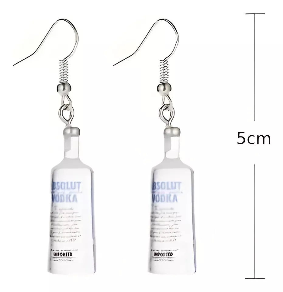 Set X2 Caravanas Forma De Botella Vodka Absolut Vodka