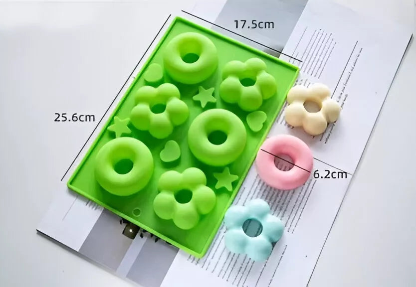 Molde Silicona Para hacer Donas 6 Cavidades Antiadherente formas divertidas