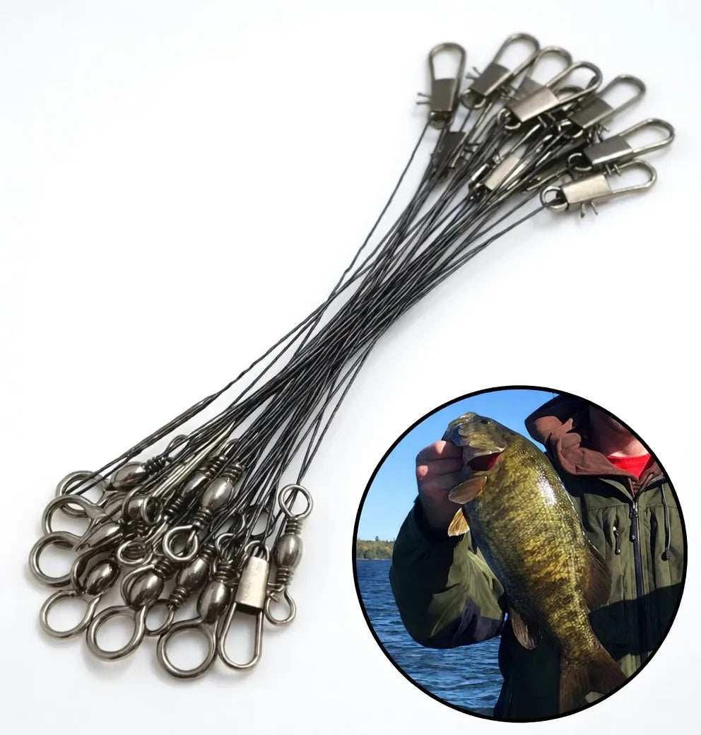 10 Líder De Acero Pesca Resistente 30cm Señuelo Pesca De Rio