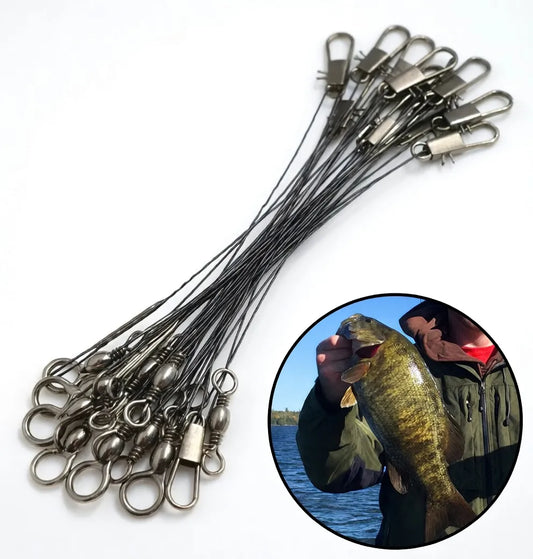10 Líder De Acero Pesca Resistente 30cm Señuelo Pesca De Rio