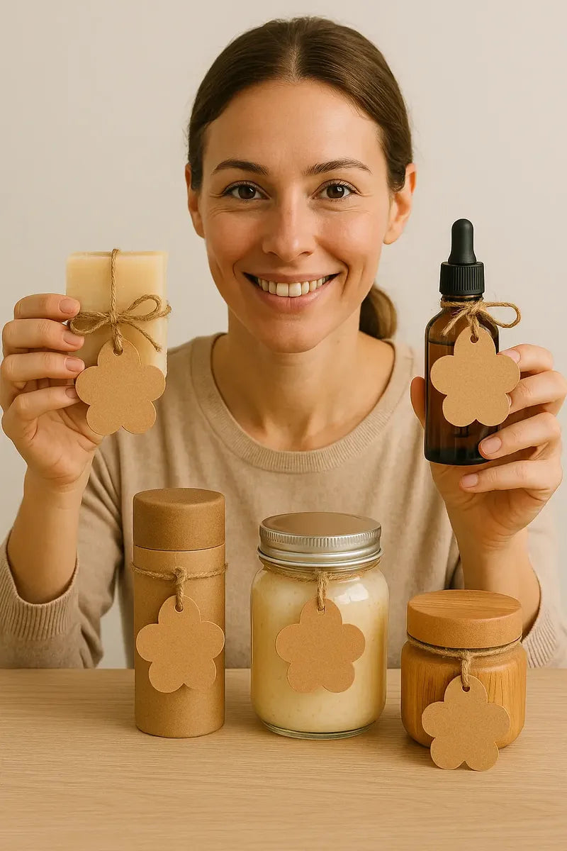 Etiqueta Kraft Lisa Forma Flor x50un