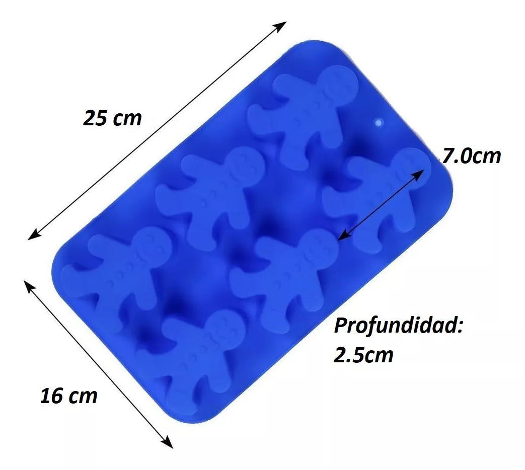 Molde De Silicona Muñeco Navideño 6 Cavidades Galletitas