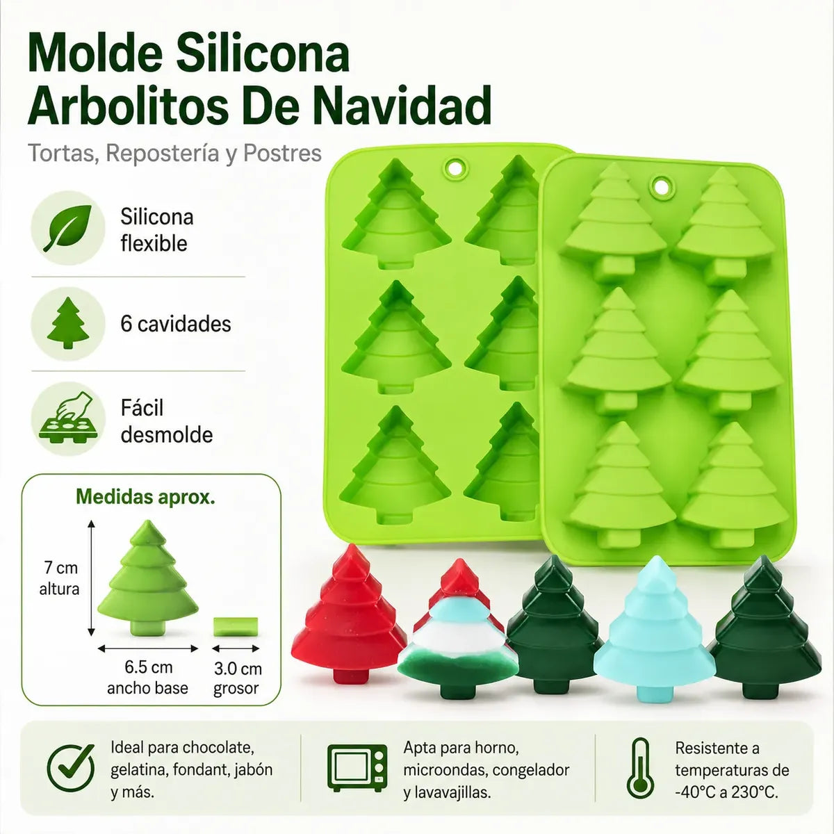 Molde Silicona Arbolitos De Navidad