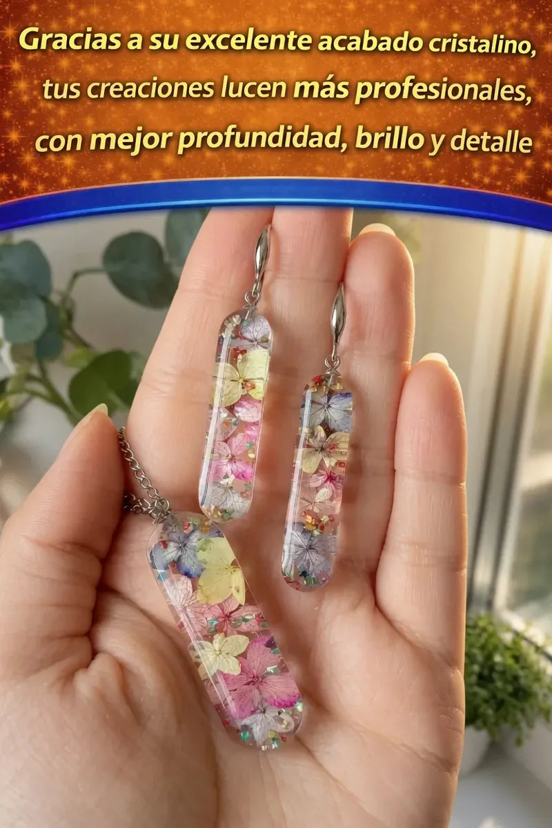 Resina Epoxi Cristal 1kg+1kg Artesanias Joyeria Total 2kg