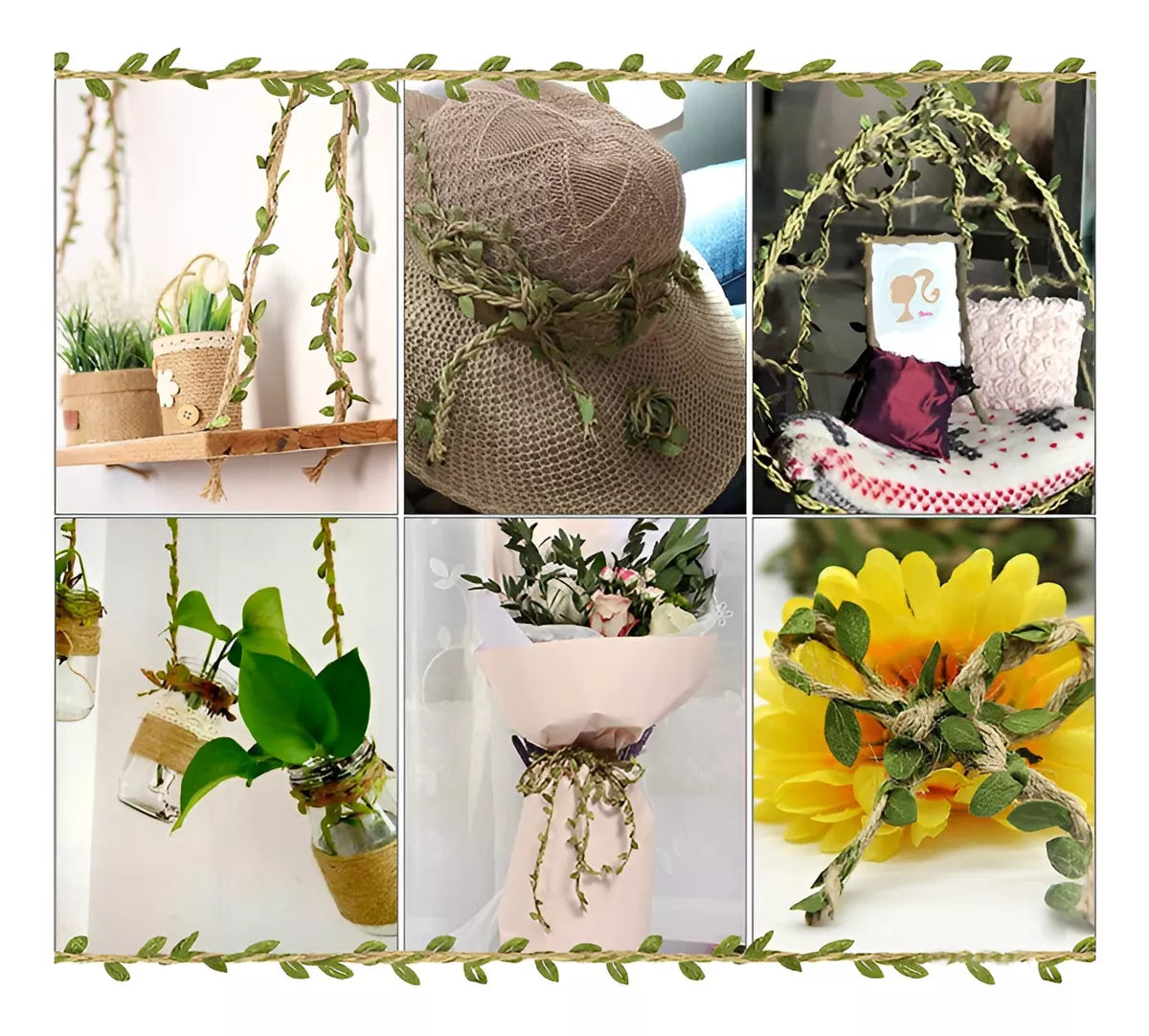 Guía De Hojitas Decoración Boda Cumpleaños Cinta De Yute 10m