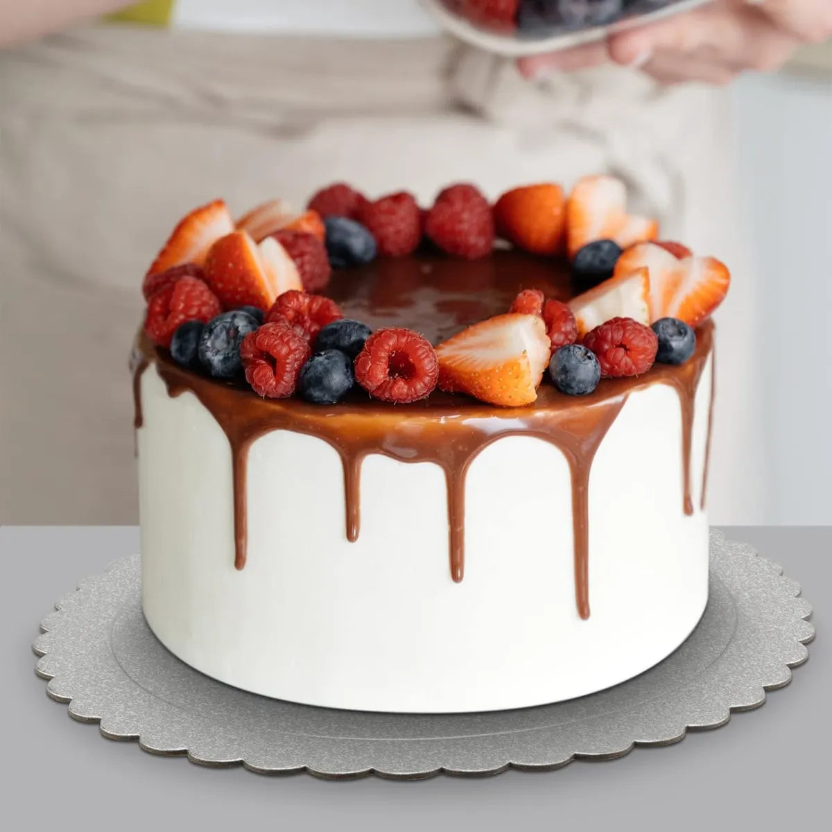 Disco Base Bandeja Para Tortas Dulce Decoración Grueso 30cm Plateado