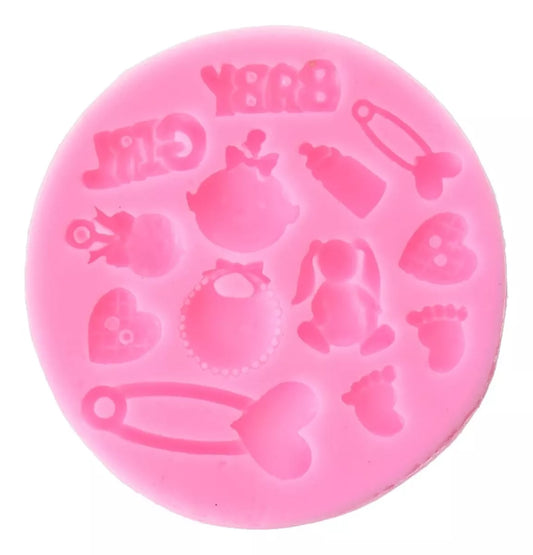 Molde De Silicona Baby Shower Decoracion De Tortas Niña SKU R-053