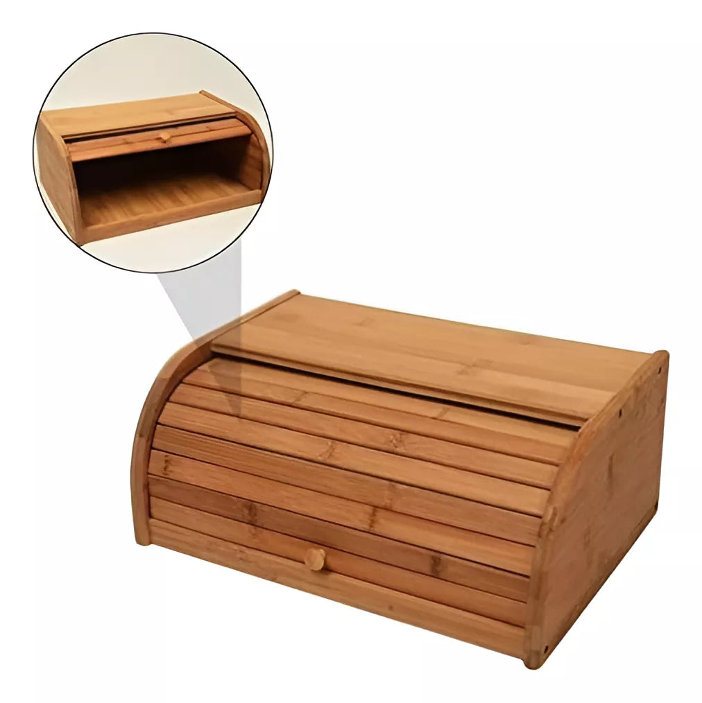 Panera De Madera De Bambú Natural Eco Grande 40cm Cocina