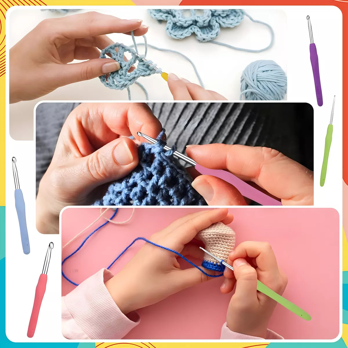 Set De Agujas De Crochet Antideslizante Varias Medidas