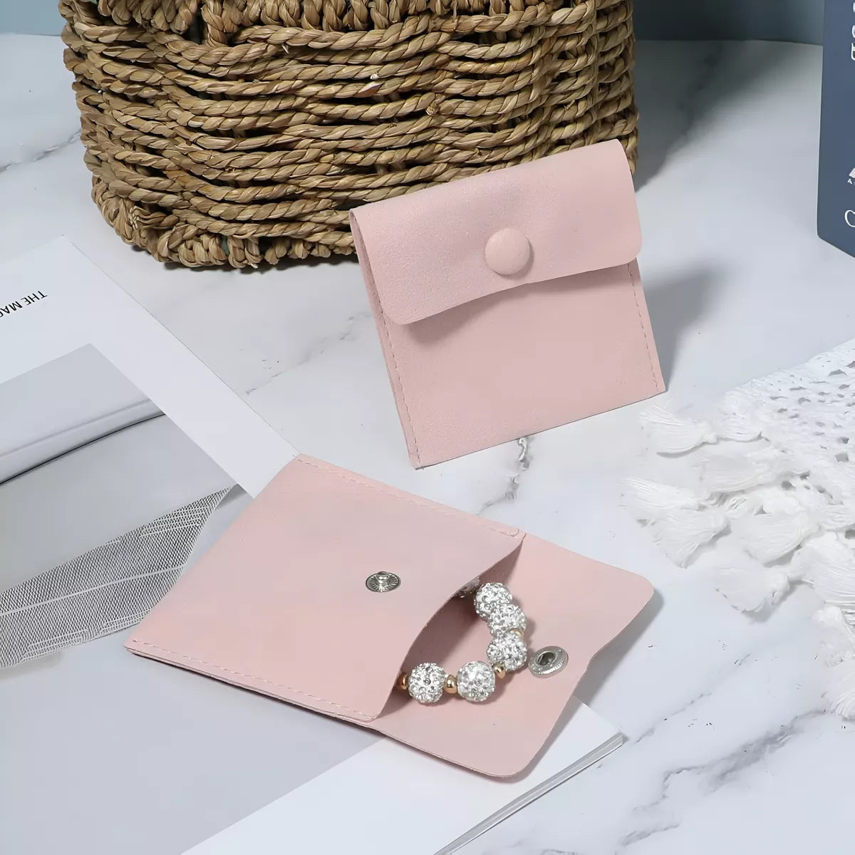 Bolsita Estuche Terciopelo Alhajas Joyeria Souvenir X10un ROSA