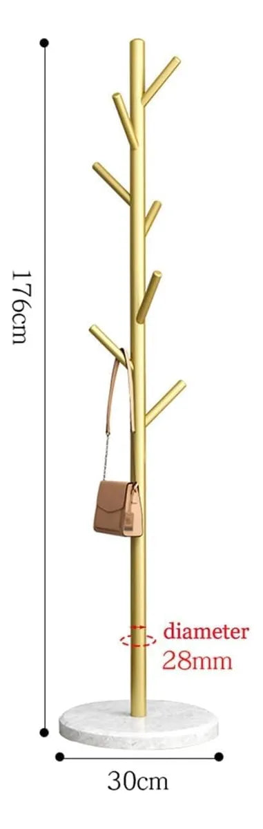 Perchero Moderno Nordico Estructura Piedra Marmol Y Metal dorado