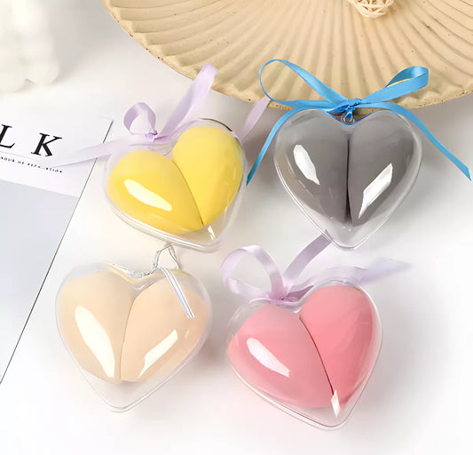 Esponjas Para Maquillaje Forma Gota Con Estuche De Corazón