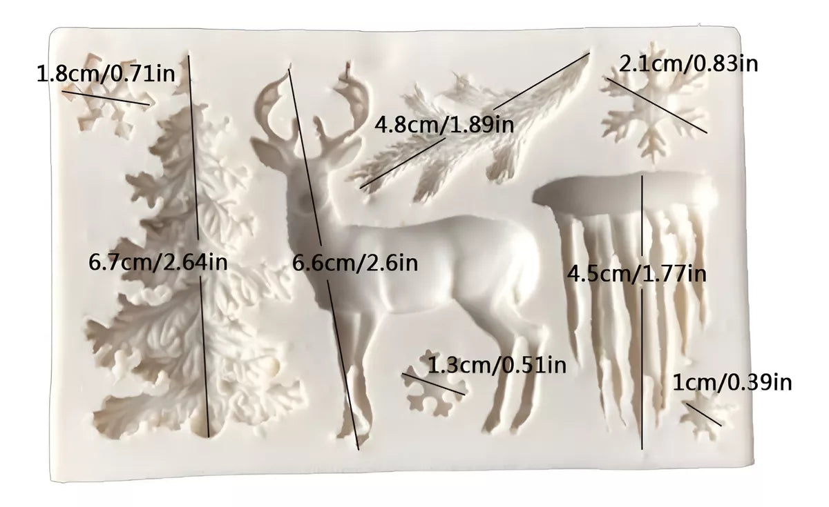 Molde De Silicona Reno Nieve Navidad Decoracion De Tortas R-058