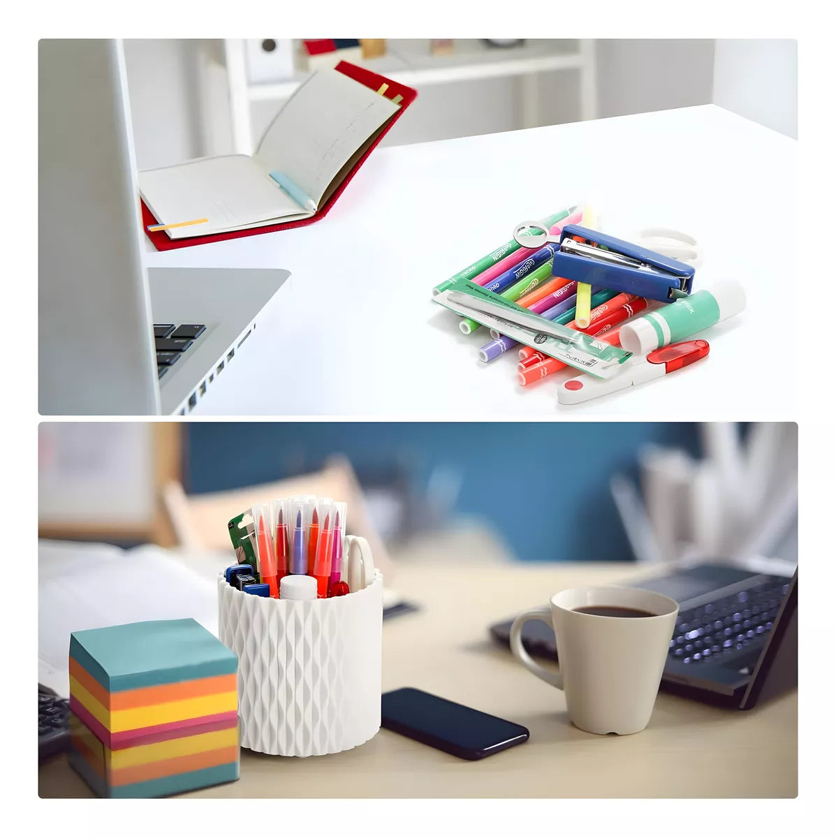 Organizador De Maquillaje O Pinceles Giratorio 360° Moderno BLANCO